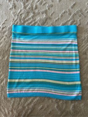 TWIK BY SIMONS Blue Striped Fine Knit Bodycon Mini Skirt Size L
